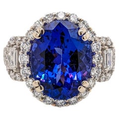 5.7ct Tanzanite Ring w Earth Mined Diamonds in 14K Solid Gold Oval 13x10mm