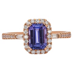 1ct Tanzanite Ring with Earth Mined Diamonds in Solid 14K Rose Gold  EM 7x5mm