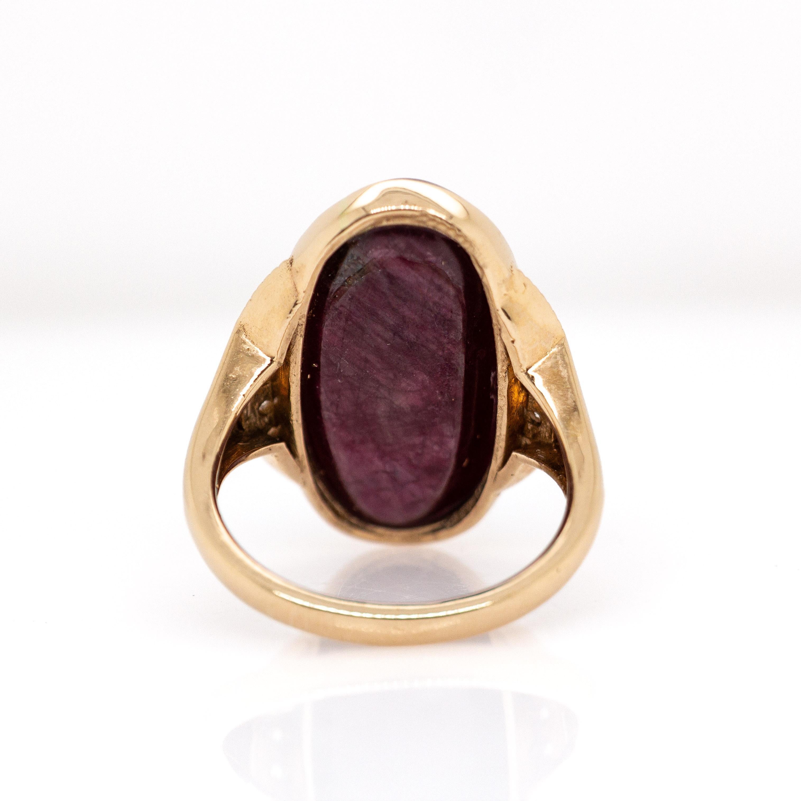 23cts Madagaskar Star Ruby Ring w natürlichen Diamanten Akzente in massivem 14K Gold im Angebot 1