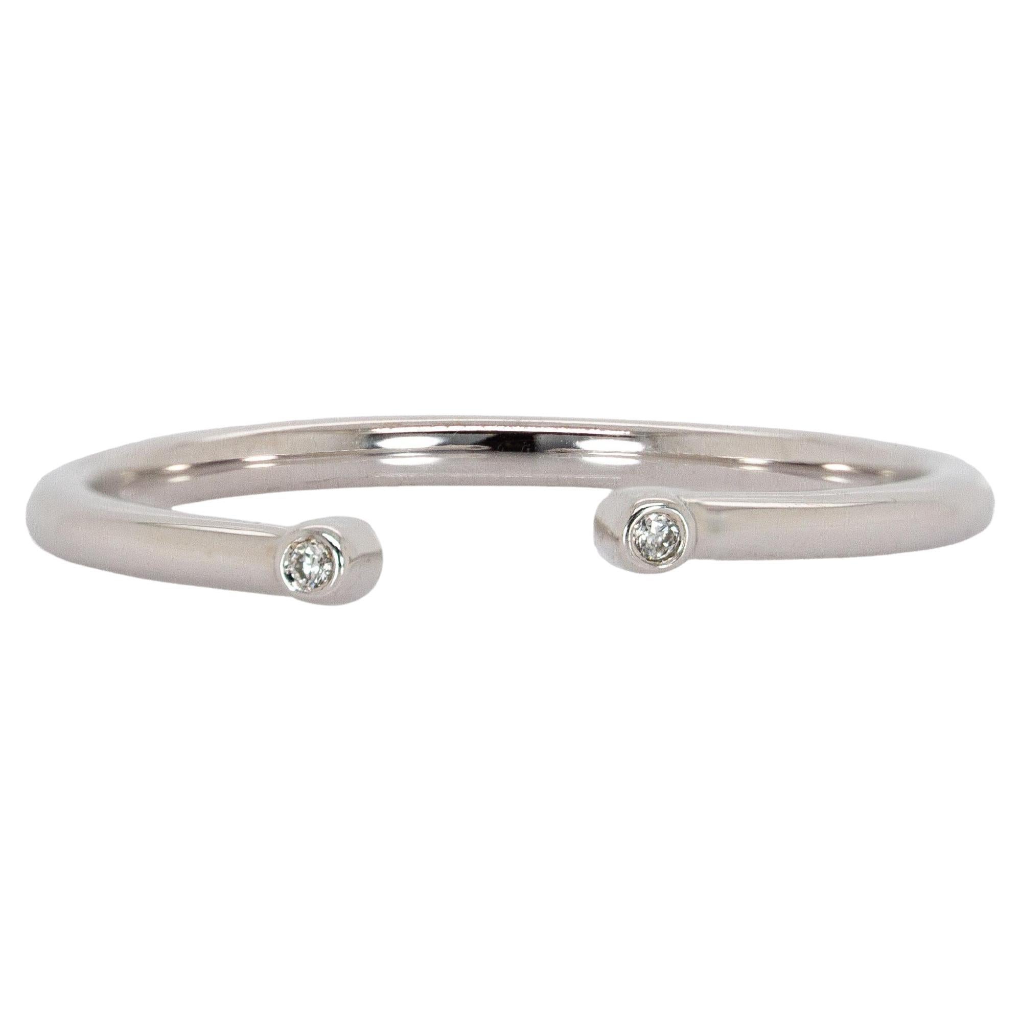 Fascia aperta in oro bianco 14K con accenti di diamanti Nature  Anello impilabile in vendita