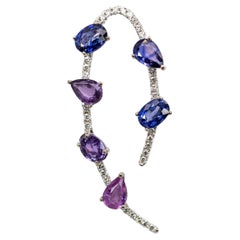 Ciondolo con zaffiro viola Ombre in oro bianco 14K e diamanti naturali