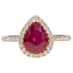 1.9Ct GIA Certified Mozambique Ruby Ring with Natural Diamonds Accents: 14K Gold