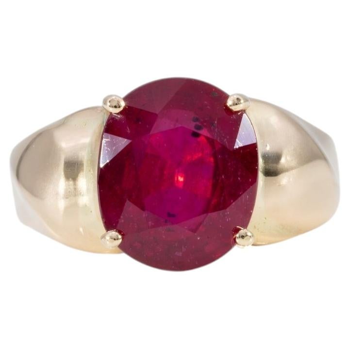 5.8Ct Madagascar Ruby Estate Ring in Solid 14K Gold – Oval, 11x9mm For Sale