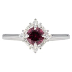 Red Spinel Ring with Earth-Mined Diamond Accents: Solid 14K Gold, Round 5mm
