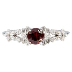 Red Spinel Ring with Earth-Mined Diamond Accents: Solid 14K Gold, Round 5mm