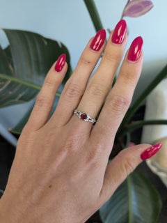 Red Spinel Ring with Earth-Mined Diamond Accents: Solid 14K Gold, Round 5mm