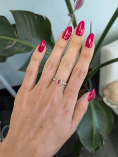 AAA Padparadscha Sapphire Ring with Earth-Mined Diamond Accents: Solid 14K Gold