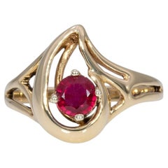Madagascar Ruby Estate Ring in Solid 14K Yellow Gold – Round, 5mm