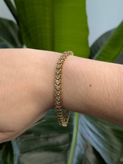 Estate Solid 14K Yellow Gold Diamond Tennis Bracelet  Box Clasp Closure