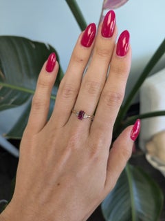 Pink Tourmaline Ring with Earth-Mined Diamond Accents: Solid 14K Gold, 7x4mm