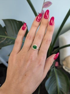 1.8Ct Tsavorite Garnet Ring with Earth-Mined Diamond Accents: Solid 14K Gold