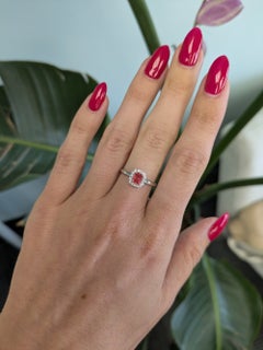 AAA Padparadscha Sapphire Ring with Earth-Mined Diamond Accents: Solid 14K Gold