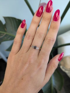 Natural Alexandrite Ring with Earth-Mined Diamond Accents: Solid 14K Gold, 6x4mm