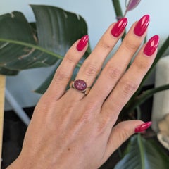 8.3Ct Star Ruby Ring with Earth-Mined Diamond Accents: Solid 14K Gold, 12x10mm
