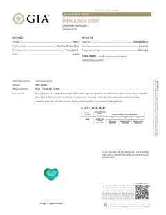 2.9Ct GIA Certified Colombian Emerald Heart Pendant with Diamonds Halo, 14K Gold