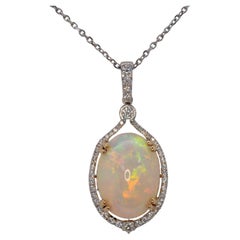Colgante de ópalo etíope de 8,4 ct con diamantes extraídos de minas: oro macizo de 14K, 18 x 13 mm