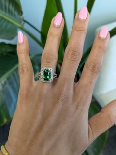 2.5Ct Chrome Tourmaline Ring with 100 Natural Diamonds: Solid 14K Gold, 11x7mm