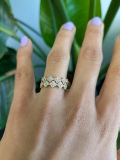 Bague à bande sertie de diamants extraits de mines, en or massif 14 carats
