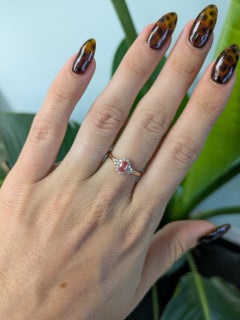 AAA Padparadscha Sapphire Ring with Earth-Mined Diamond Accents: Solid 14K Gold