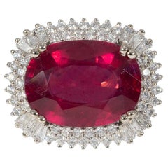 12Ct Madagascar Ruby Ring with Earth-Mined Diamond Accents: Solid 14K Gold