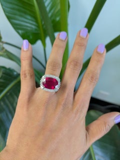 12Ct Madagascar Ruby Ring with Earth-Mined Diamond Accents: Solid 14K Gold