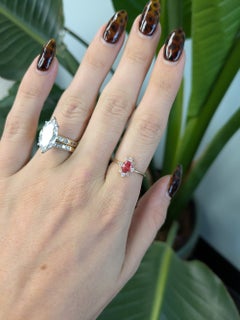 AAA Padparadscha Sapphire Ring with Earth-Mined Diamond Accents: Solid 14K Gold
