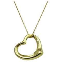 TIFFANY & Co. Elsa Peretti 18K Gold 27mm Open Heart Pendant Necklace