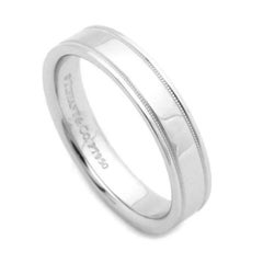 TIFFANY & Co. Together Platinum 4mm Double Milgrain Wedding Band Ring 6.5