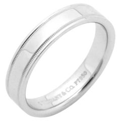 TIFFANY & Co. Together Platinum 4mm Double Milgrain Wedding Band Ring 6.5