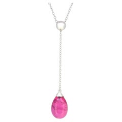 TIFFANY & Co. 18K White Gold Rubellite Rainbow Drop Pendant Necklace
