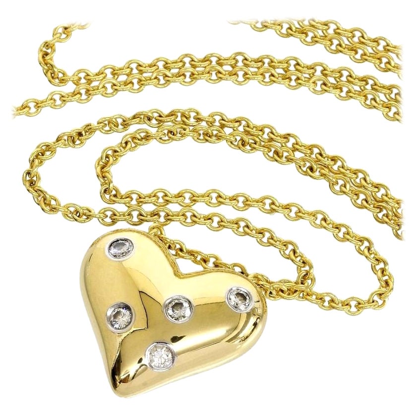 TIFFANY & Co. Collana Etoile con ciondolo a forma di cuore con 5 diamanti in oro 18 carati in vendita