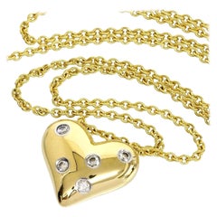 TIFFANY & Co. Etoile 18K Gold 5 Diamond Heart Pendant Necklace