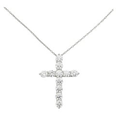 TIFFANY & Co. Platinum 1.71ct Diamond Cross Pendant Necklace Large