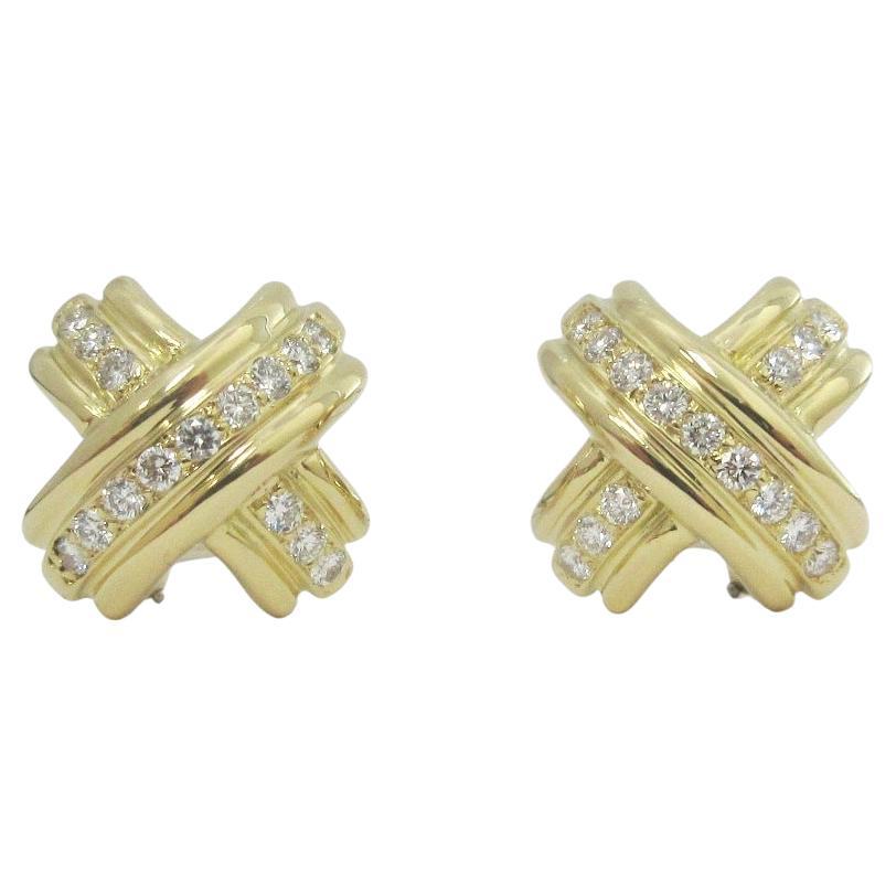 TIFFANY 
Co. 18K Gold Diamant Signature X Ohrringe Medium