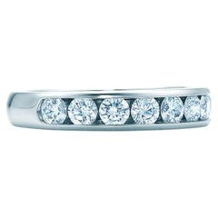 TIFFANY & Co. Platinum 3.9mm Half Circle Diamond Wedding Band Ring 8.5