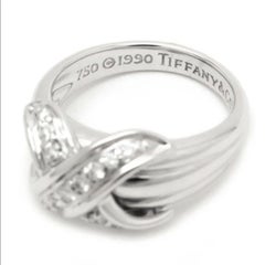 TIFFANY & Co. 18K White Gold Diamond Signature X Ring 4.5