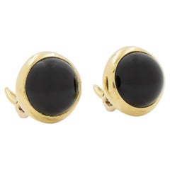 TIFFANY & Co. Ohrringe aus 18-karätigem Gold mit Cabochon-Onyx