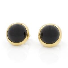 TIFFANY & Co. 18K Gold Cabochon Onyx Earrings