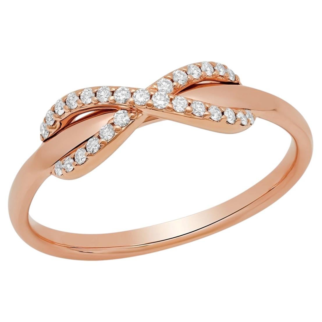 TIFFANY & Co. 18K Rose Gold Diamond Infinity Ring 8.5 For Sale