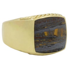 David Yurman 18K Gold Tiger's Eye Signet Ring 10.5