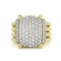 David Yurman Ring „Diamond Wheaton“ aus 18-karätigem Gold, Größe 6,5