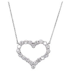 TIFFANY & Co. Platinum 1.96ct Diamond Heart Pendant Necklace Large