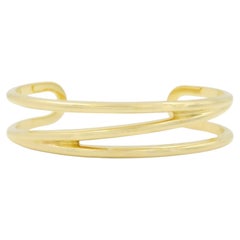 TIFFANY & Co. 18K Gold Diagonal Cuff Bangle Bracelet
