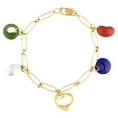 TIFFANY & Co. Elsa Peretti 18K Gold Five-Stone Charm Bracelet 7"