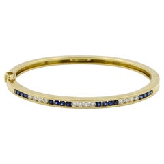 TIFFANY & Co. 18K Gold Channel-set Diamond Sapphire Bangle Bracelet