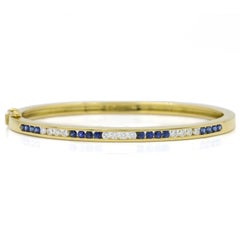 TIFFANY & Co. 18K Gold Channel-set Diamond Sapphire Bangle Bracelet