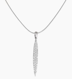 TIFFANY & Co. 18K White Gold Diamond Feather Pendant Necklace