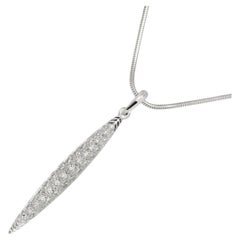 TIFFANY & Co. 18K White Gold Diamond Feather Pendant Necklace