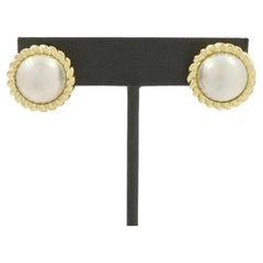 TIFFANY & Co. 18K Gold Mabe Pearl Stud Earrings