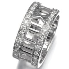 TIFFANY & Co. Atlas 18K White Gold Half Circle Diamond Open Ring 5.5